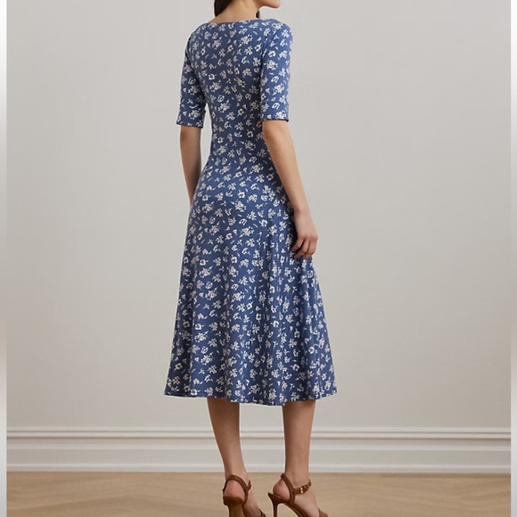 Ralph Lauren Floral Stretch Cotton Midi Dress - Picture 2 of 15
